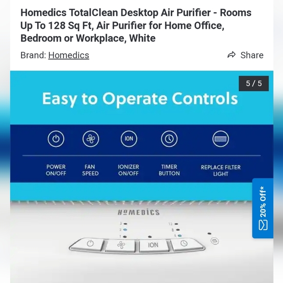 Homedics air purifier white - Picture 5 of 10